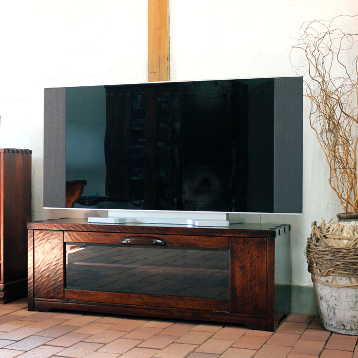 アンティーク調 テレビ受像機台 置き目ゲーム盤 木製 （拭き漆 檜のテレビ受像機ゲーム盤）幅111.5×奥ふかさ40×高さ40.5珊 檜純一無雑材 拭き漆完成 【受注生み出すこと商いもの】【日本製】【三角江指物調度品細工所】
