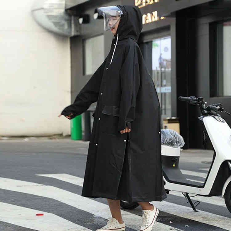 レインコート リュック対応 レディース レインウェア メンズ 超撥水 二重ツバ フード付き ロング丈