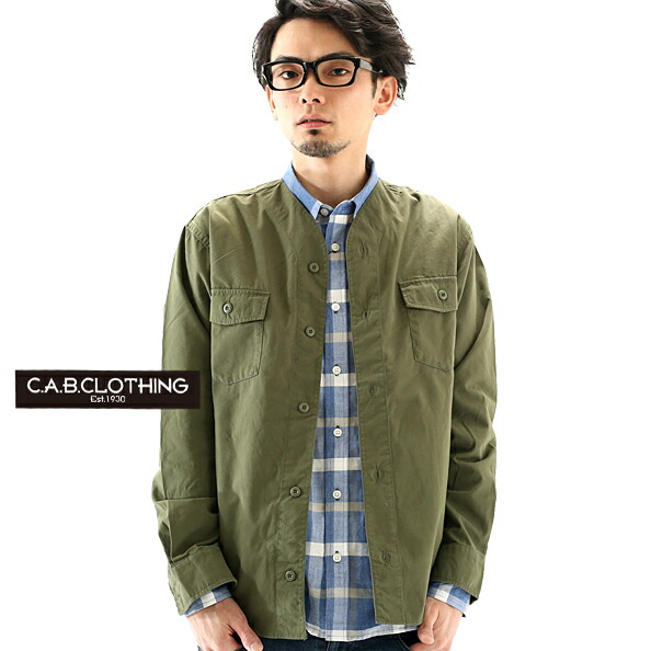 楽天市場 在庫限り ノーカラー シャツ シャツ 長袖 シャツ メンズ ノーカラー ファティーグロングスリーブシャツ 服 ｔシャツ天国 快傑 ムジ番長