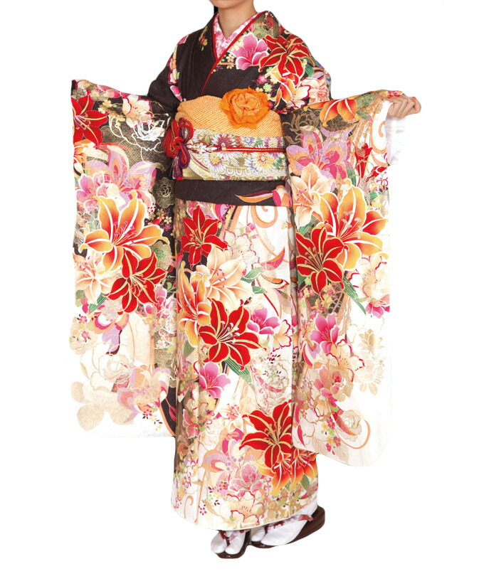 成人式 レンタル振袖 成人式レンタル 振袖 モダン百合ラメ生地金染分け美振袖レンタル レンタル 振袖 成人式 フルセット 往復送料無料 おしゃれ振袖 カサブランカ女性和服 振り袖 着物レンタル ギャル系 レンタル L Cliniquemenara Ma