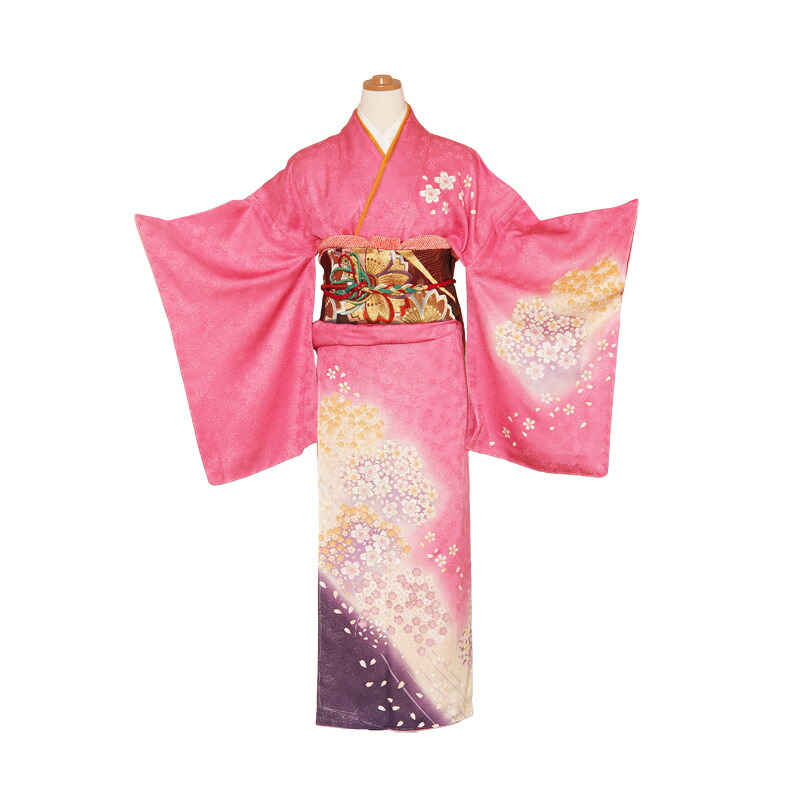 〔訪問着　単衣〕訪問着 レンタル53003ピンク桜暈し着物☆フルセット訪問着レンタル☆〔結婚式〕〔お宮参り〕〔七五三〕【訪問着 レンタル】【訪問着】【往復送料無料】【女性和服】【ブランド訪問着】【踊り】【お稽古】〔春・夏・秋の着物〕【レンタル】【e】