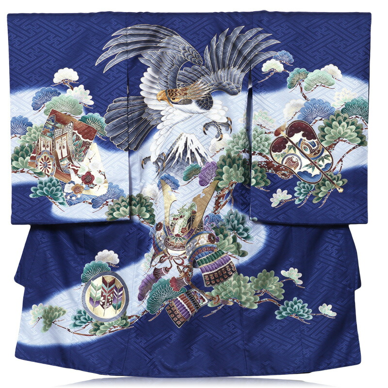 楽天市場】【レンタル】男の子レンタル産着 紺ブルーに飛翔鷹 md2017