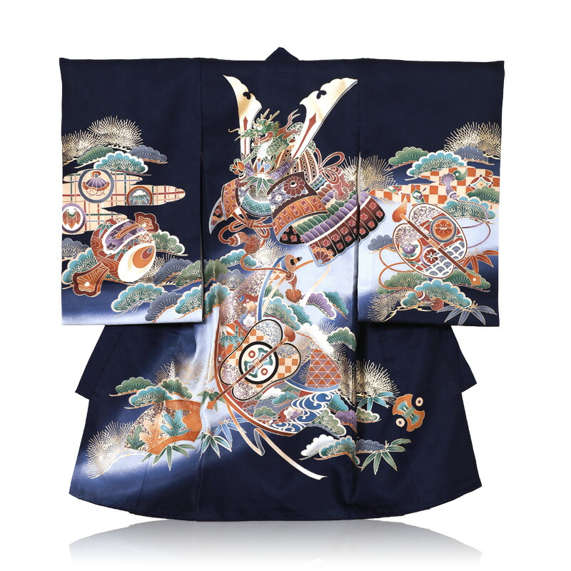 【宮参り初着】宮参り男の子（初着）兜刺繍正絹（初着）【男児初着】【販売商品】【お宮参り 初着】【お宮参り着物紺地】【着物　購入品】【　激安　通販価格】【買う】【赤ちゃん】【セール値引き品】【買う】【y】