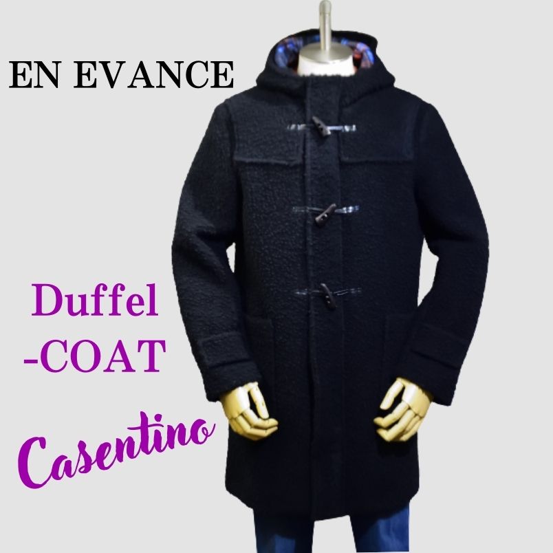 エン エバンス EN EVANCE コート メンズ 秋冬 おしゃれ ビジネス キレカジ オフィース トラッド カジュア ル コンサバ ダッフルコート カセンティーノ 3個モック ウールストレッチ BLACKサイズ48,50,52