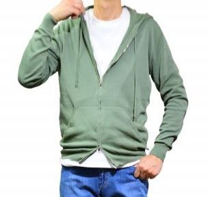 SALE40 ヴイネック VNECK パーカー メンズ 春夏 オシャレ フード ジップアップ オリーブ
