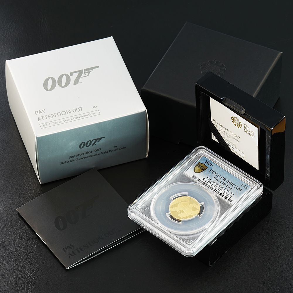 【永遠の価値 金(gold)】 2020年 イギリス エリザベス2世 007 ジェームズ・ボンド 第2貨 1/4オンス 25ポンド 1/4オンス 金貨 PCGS PR70DCAM アンティークコイン モダン 英国