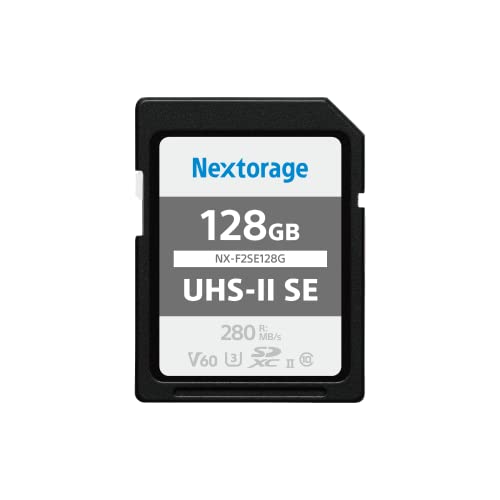 Nextorage ネクストレージ 国内製造業者 128GB UHS-II V60 SDXC記憶装置歌留多 F2SEつづき物 4K 最大限度読み出し迅速さ280MB/s 最大限度書きとどめる迅速さ100MB/s 製造業者5年引きうける NX-F2SE128G/INE SDメモリーカード-メモリーカード