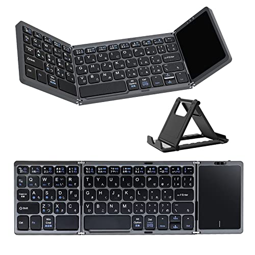 Ewin 新型 Bluetooth キーボード 折りたたみ ワイヤレス キーボード タッチパッド搭載 日本語配列 かな入力 3台デイバイス登録 ワンタッチ切替接続 Windows Mac iOS Andriod対応 Type-C充電式 ブルートゥース