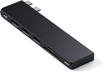 Satechi USB-C Pro ハブ スリム 7-in-2 (ミッドナイト) USB 4, 4K HDMI, USB3.2 Gen 2, SD/TF カードスロット, 100W USB C PD (MacBook Pro/Air M2など対応)｜ネコサン商店