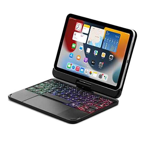 360 回転 iPad Mini6 キーボードケース タッチパッド搭載 バックライト付き 磁気吸着式 iPad mini 第六世代 8.3インチ キーボードカバー 一体型 磁気脱着 マグネット式 (ブラック)｜ネコサン商店