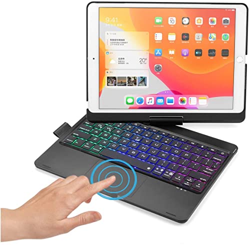 360度回転 iPad 10.2 Air3 Pro10.5 キーボードケース タッチパッド搭載 iPad 第 9/ 8 /7 世代 一体型 7色のバックライト iPad 9 iPad 8 iPad 7 タブレットキーボードカバー iPad 10.2イン