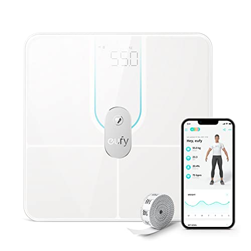 Anker Eufy (ユーフィ) Smart Scale P2 Pro 体量体組み上げる計  適用業務相応う / Fitbit協同 / 体脂肪組織率 / BMI /  / 腕力量 / 基本理念入り換わり量 / 水分量 / 体脂肪組織量 / 骨量 / 内臓脂肪組織 / たんぱく質 /