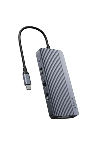 Anker USB-C ハブ (10-in-1, Dual Display) 100W USB PD対応 4K HDMIポート 1080p VGAポート 5Gbps 高速データ転送 USB-C USB-Aポート イーサネットポート microSD SD｜ネコサン商店