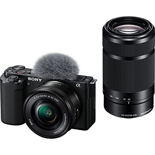 ソニー(SONY) Vlog用カメラ レンズ交換式VLOGCAM APS-C ミラーレス一眼カメラ ZV-E10 ダブルズームレンズキット(同梱レンズ:SELP1650+SEL55210) ウィンドスクリーン付属 ブラック ZV-E10Y B