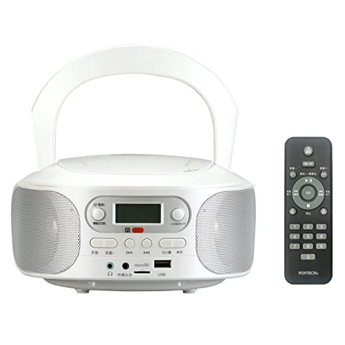 WINTECH AM/FMチューナー搭載 リモコン付きSD/USB/CDラジオ CDプレーヤー ポータブル ラジオ CDプレイヤー ステレオスピーカー内蔵 CD SD MicroSD MP3 USB AUX AC電源 電池駆動可能 LCD液晶ディスプレ｜ネコサン商店