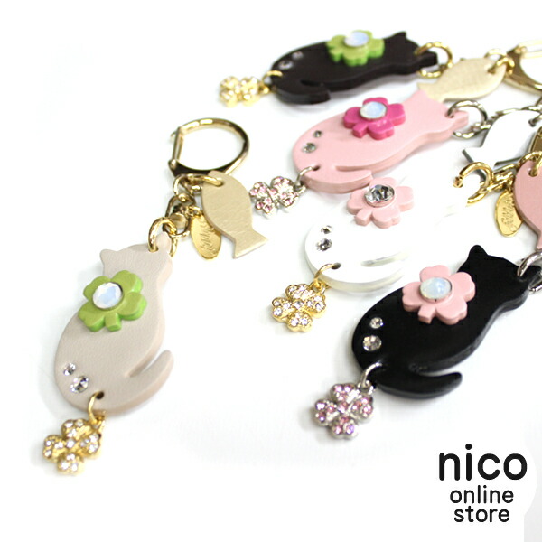 楽天市場】Happy くろ ねこ 星 三日月 イニシャル キーホルダー 日本製