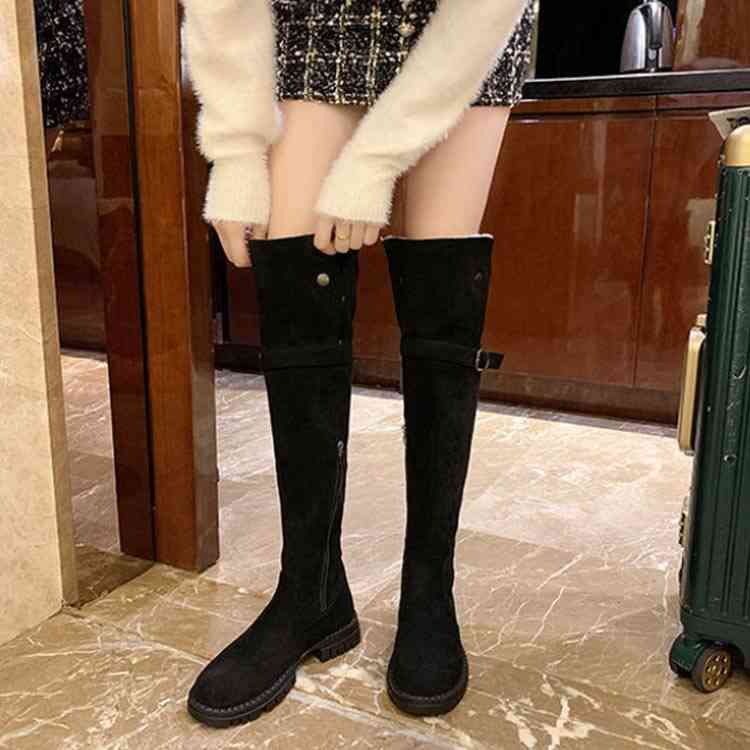 楽天市場 ロングブーツ ニーハイブーツ ムートンブーツ レディース もこもこ ボア 可愛い 2way 折り返し 裏起毛 暖かい フラットシューズ スノー ブーツ Nishikiya