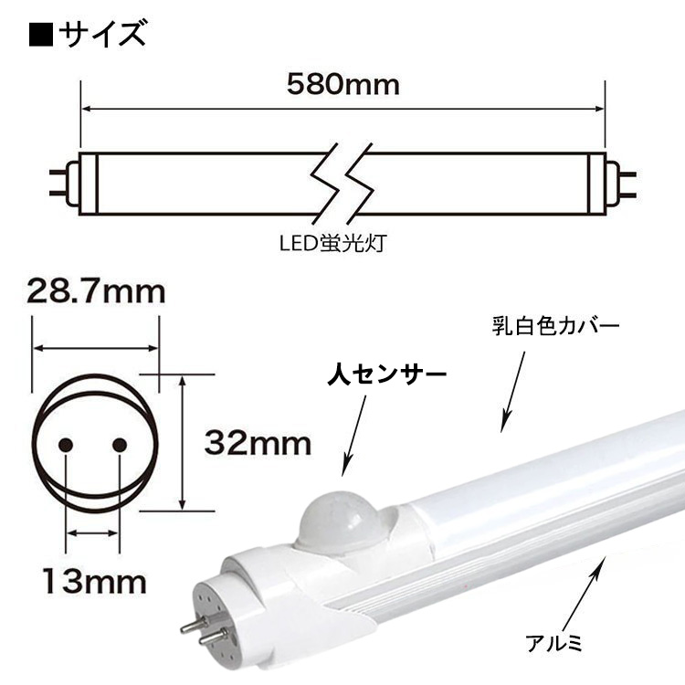 ラッピング無料 580mm 58cm 直管ledランプw w形 人感センサー付き w型 12本セット Led蛍光灯 昼白色 Ledセンサー 形 蛍光灯 w 人感センサー 蛍光灯 Led直管w形相当 口金g13 T8 Led直管蛍光灯fls 蛍光灯 Soflovegans Com