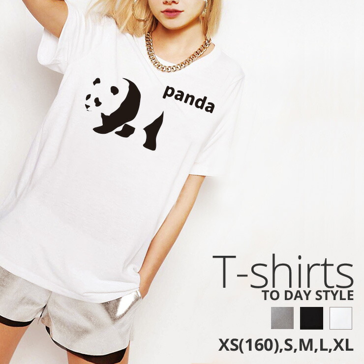 楽天市場 Tシャツ レディース メンズ クルーネック 丸首 綿 半袖 カットソー おしゃれ かわいい シンプル パンダ Panda アニマル 動物 No Other