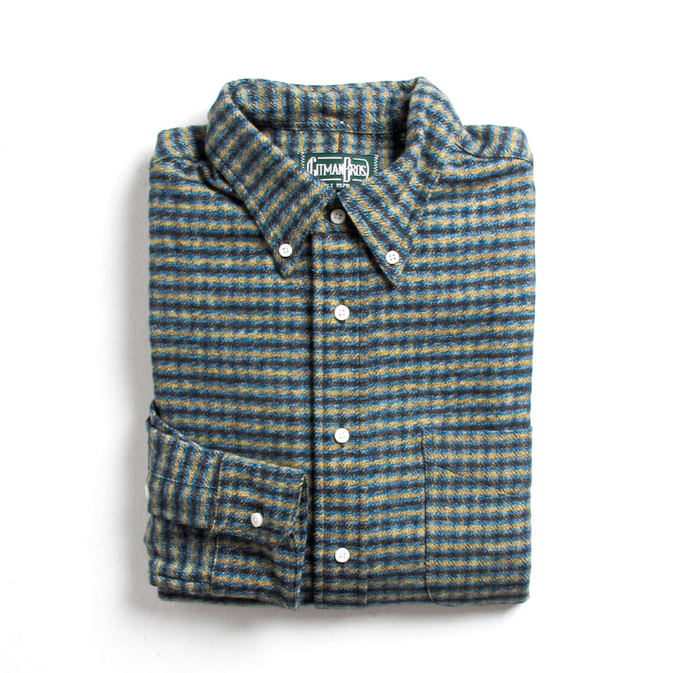 美品 GITMAN Vintage USA製 総柄 フランネルシャツ S GITMAN BROS.: ハウンドトゥース オープンカラー ネルシャツ