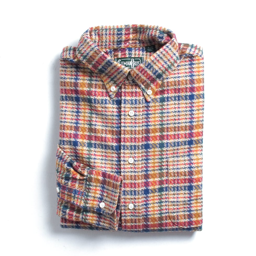 【Gitman Vintage】ギットマンヴィンテージ ボタンダウンシャツ LARGE HOUNDSTOOTH MULTI ヘビーフランネルチェックシャツ Made in U.S.A