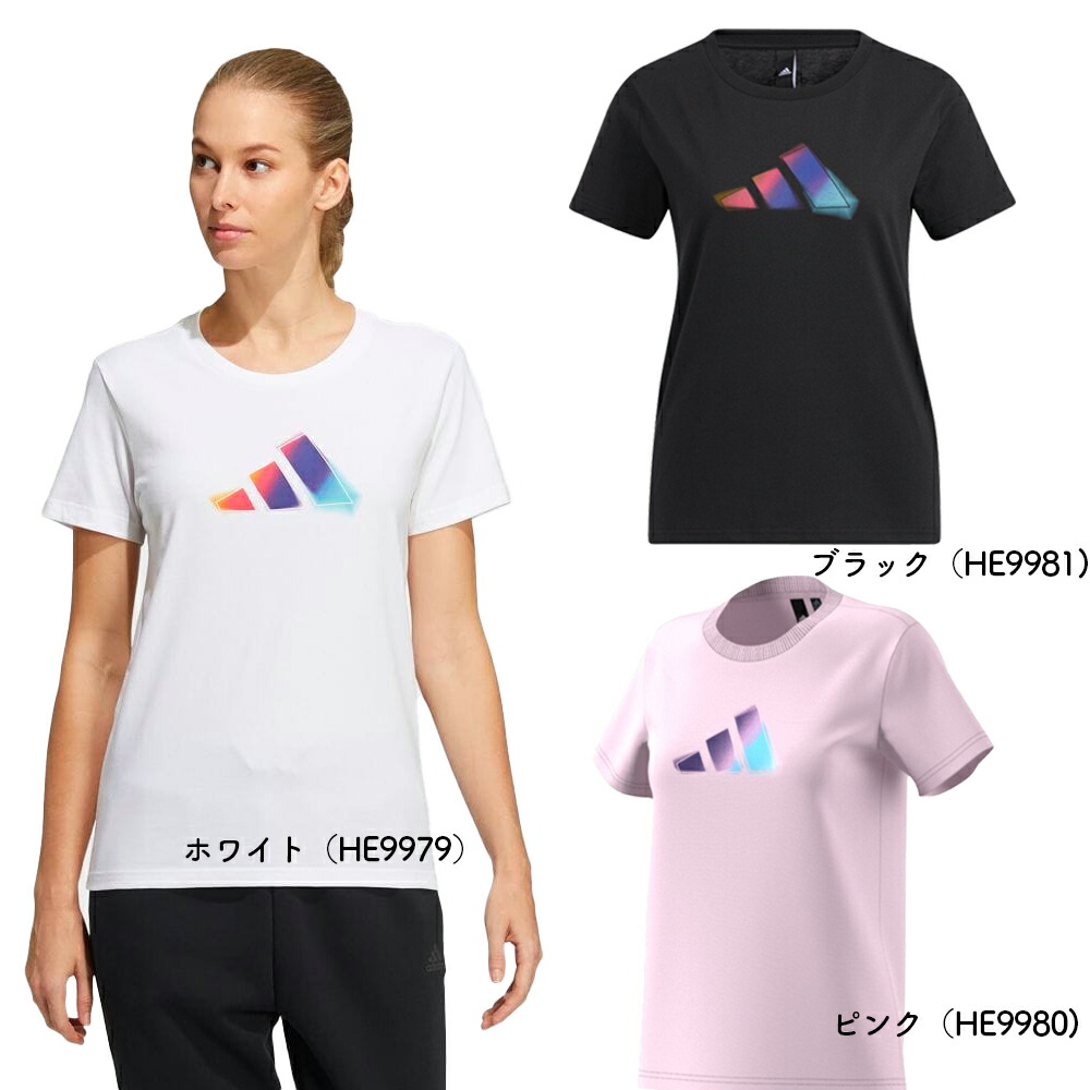 アディダス レディース ウエア Ust ロゴ グラフィック 半袖tシャツ テニスウェア テニス スポーツ スポーツウェア ヨガ 半袖 ティシャツ グラフィックティシャツ シンプル おしゃれ かわいい オシャレ グラデーション クールネック 白 ホワイト 黒 ブラック ピンク Cz648 倉