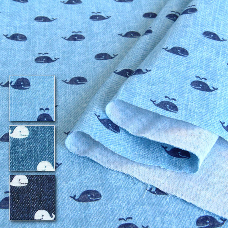 楽天市場 デニムのくじら ダブルガーゼ 生地 赤ちゃん おしゃれ かわいい パジャマ おくるみ スタイ ハンカチ マスク デニム風 プリント リアル 50cm単位 布ある暮らし