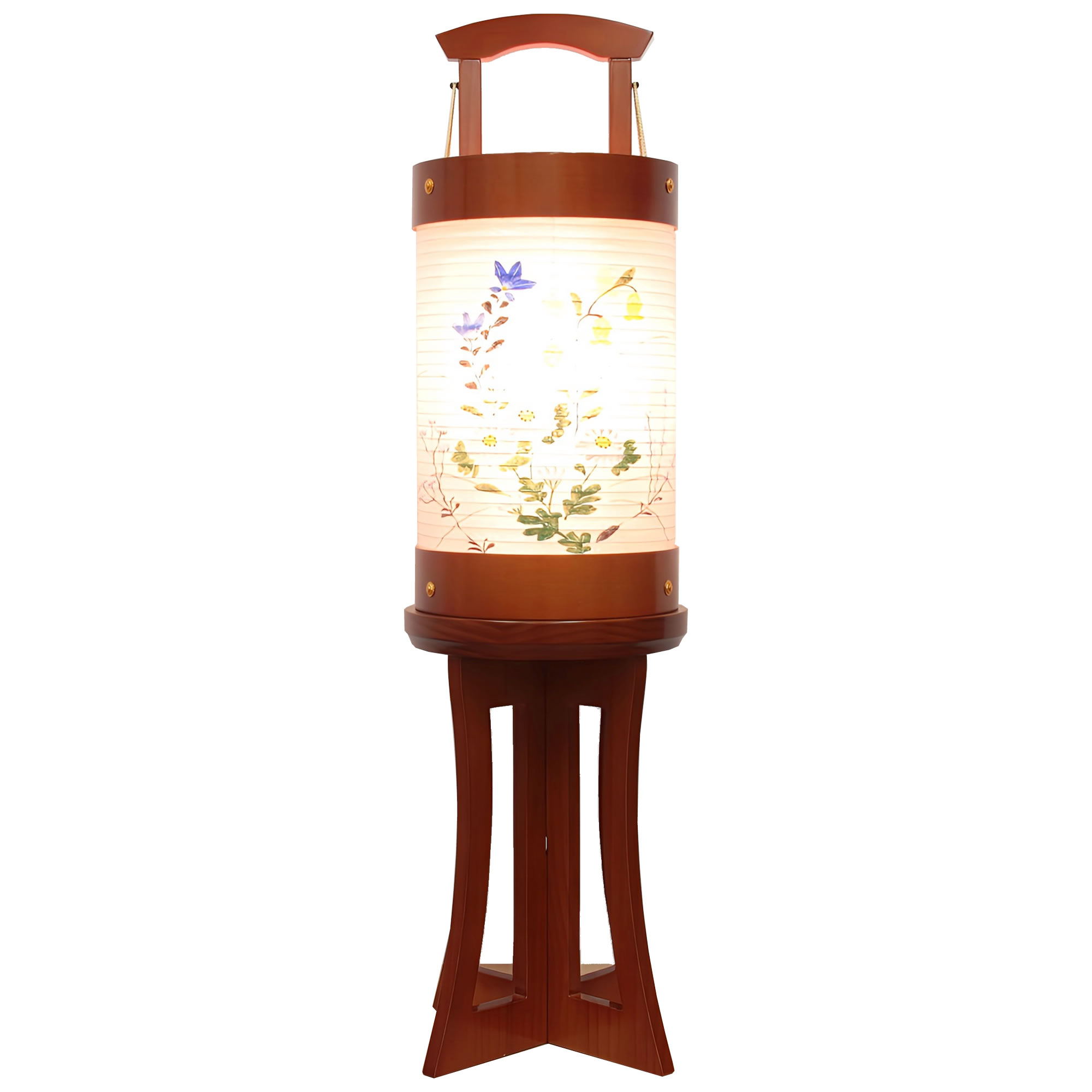 盆提燈(盆ちょうちん) 愁霊燈 (しゅうれいとう) 上がり下がり 6号 絹二重絵入 高70cm×火袋径20珊 八女提燈 玉雲堂