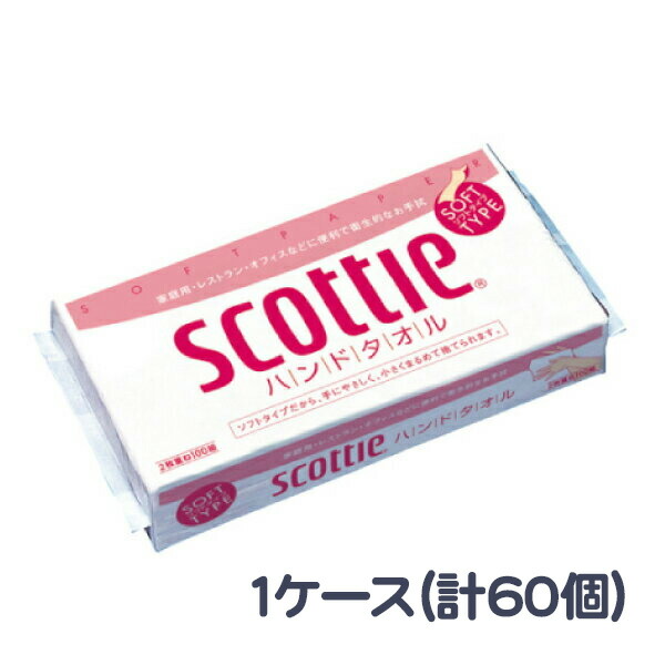 【4月4日20時-10日1時59分までエントリーで2点購入P5倍・3点以上でP10倍】ケース販売！【送料込※一部地域除く】クレシア　スコッティ　ハンドタオル１００　200枚　（100組）計60個　日本製紙