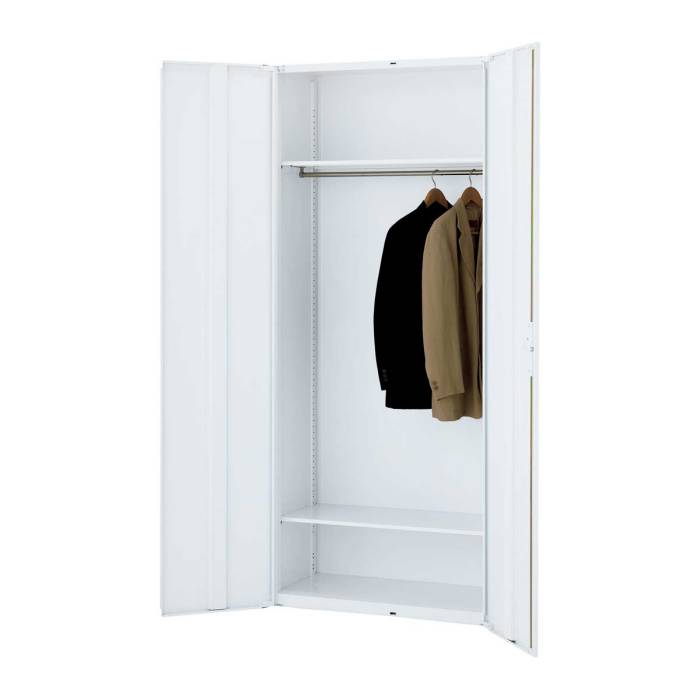 【最終値下げ】ワードローブ ロッカー ミラー付( ホワイト クローゼット ) ワードローブ クローゼット ミラー ミラー付き 全身鏡 折れ戸 ルーバー
