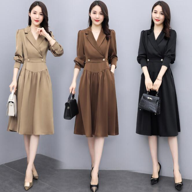 送料無料 長袖ワンピース フォーマル お呼ばれ 結婚式 通勤 Ol Aライン 上品 オフィスレディー 二次会 きれいめ レデイース マキシ丈ワンピース パーティードレス 大きいサイズ 披露宴 50代40代30代 品質良い エレガント ロング丈ワンピース Vネック M L Xl 2xl