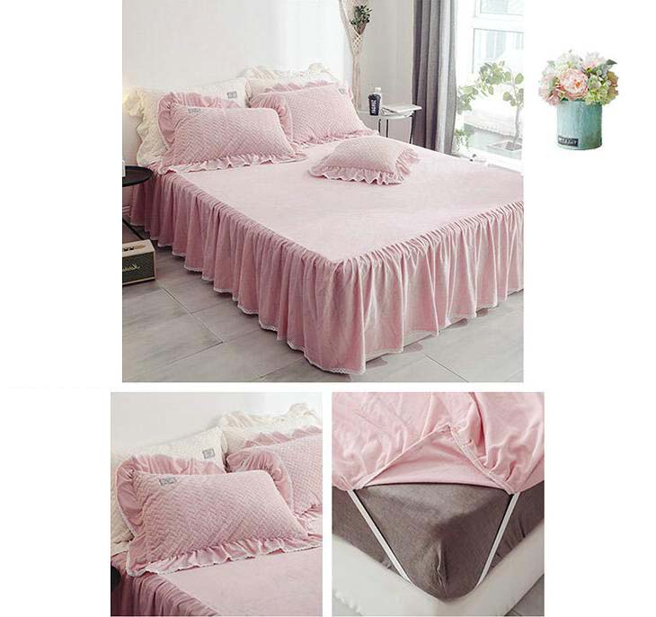 送料無料 秋冬 厚手起毛 布団カバーセット 可愛い フリル付き 4点セット ベッド用品 新生活 寝具カバーセット 掛け布団カバー フランネル 暖かい クイーン キング ベッドスカート 布団カバー もこもこ 敷布団カバー 枕カバー シーツセット 姫系 柔らか 肌に優しい