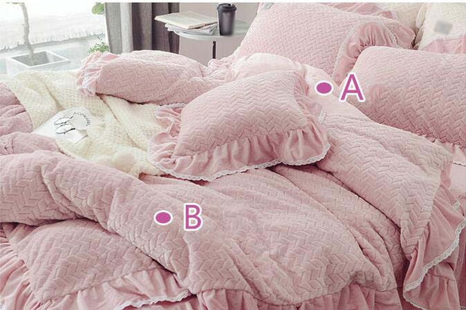送料無料 秋冬 厚手起毛 布団カバーセット 可愛い フリル付き 4点セット ベッド用品 新生活 寝具カバーセット 掛け布団カバー フランネル 暖かい クイーン キング ベッドスカート 布団カバー もこもこ 敷布団カバー 枕カバー シーツセット 姫系 柔らか 肌に優しい