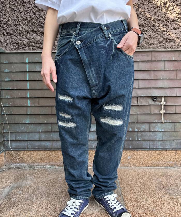 サルエルパンツ 衝突 ダメ－ジ製作 ペインター ヴィンテージ 心地好い 分かりやすい 無地  ゆったり ズボン下 ユニ一発やる オール時節