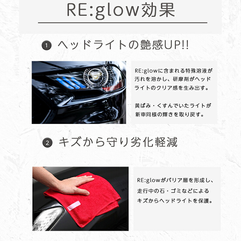 ヘッドライトクリーナー RE:glow 60g 車 ヘッドライト 新品の輝き ヘッドライトコーティング ヘッドライト研摩剤 洗車 キレイ ギフ_包装