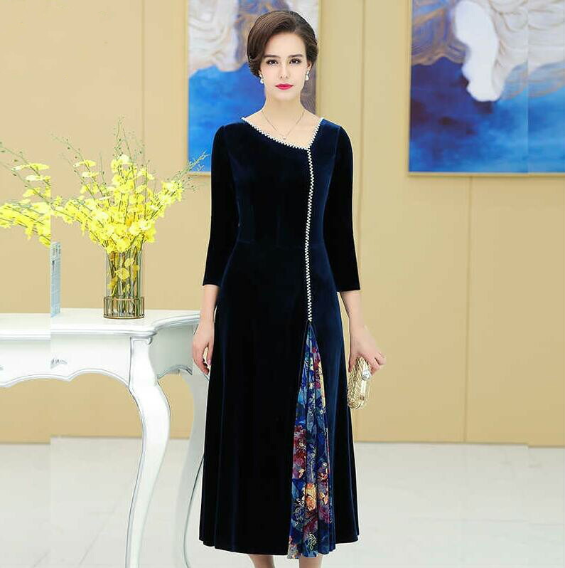 偉大な 楽天市場 顔合わせ 母親 ワンピース ドレス ロングドレス 結婚式 親族 フォーマルドレス 祖母 叔母 フォーマルワンピース 60代 50代 40代 30代 70代 シニア パーティードレス 大きいサイズ ロング 冬 秋冬 春 袖あり 長袖 ベロア ミモレ丈 披露宴 お呼ばれ