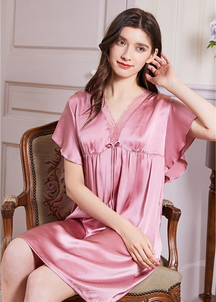 母の日 シルク ネグリジェ パジャマ ワンピース シルクネグリジェ 半袖 かわいい シルクパジャマ レディース 夏用 ワンピースパジャマ シルク100 19匁 絹 可愛い 大きいサイズ 2l Ll 19号 女性用 婦人 ミセス シニア ルームウエア 部屋着 おしゃれ ナイトウエア 母の日