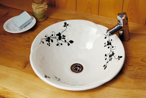 手洗器【美濃焼手洗鉢/風花】モノトーン Sサイズ(φ320×H125)|和風手洗い器|個性派水回りショップ パパサラダ