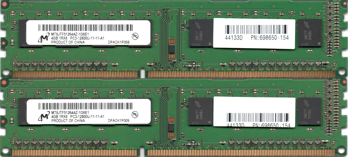楽天市場】【ポイント2倍】Micron PC3-12800U (DDR3-1600) 8GB 240ピン DIMM デスクトップパソコン用メモリ 型番：MT16JTF1G64AZ-1G6D1  両面実装 (2Rx8) 動作保証品【中古】 : 電子部品商会