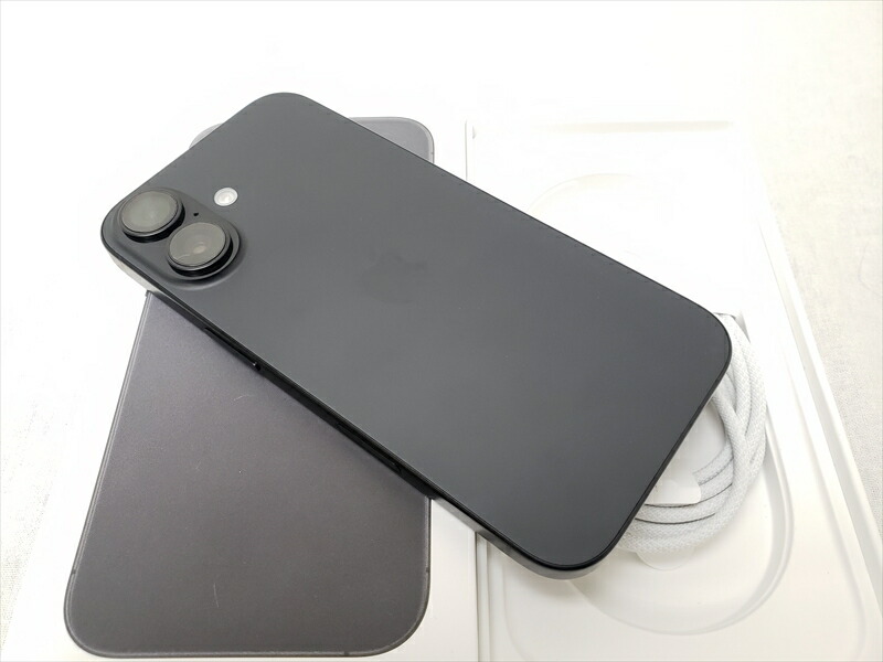 (中古) iPhone16 128GB 黒いこと /MYDQ3J/A 【国内版 SIMFREE】、SIM無償性