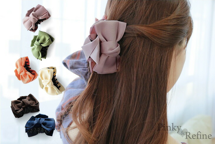 ベルベットブロンズスタービッグリボンヘアピン
