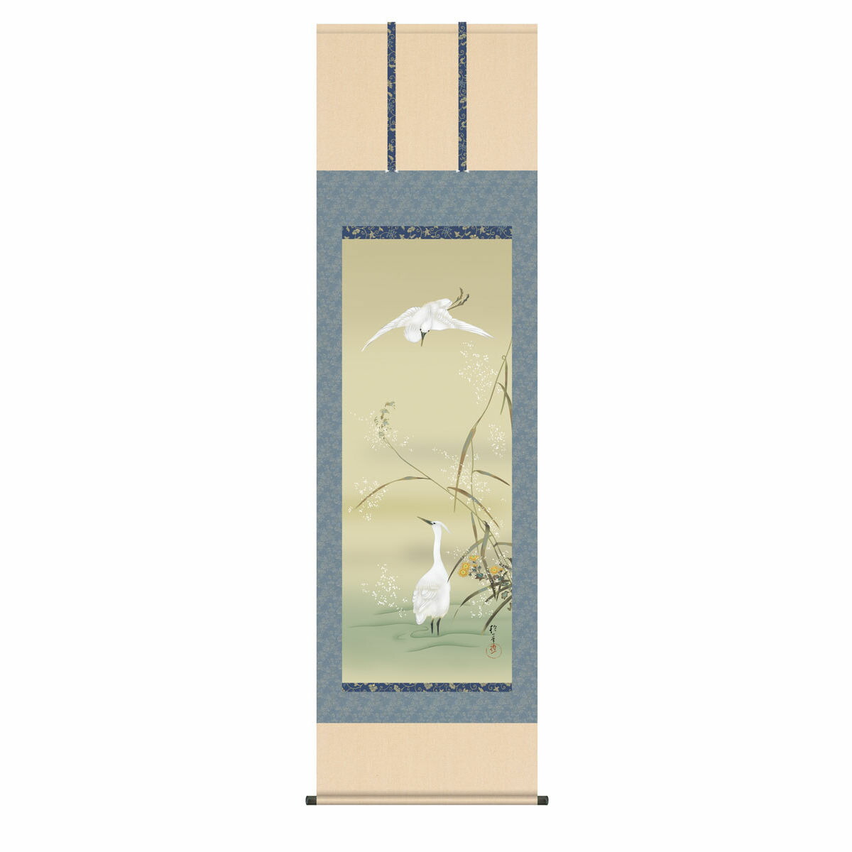 楽天市場】酒井抱一「芦に白鷺図」複製画 額入り 色紙額 特殊