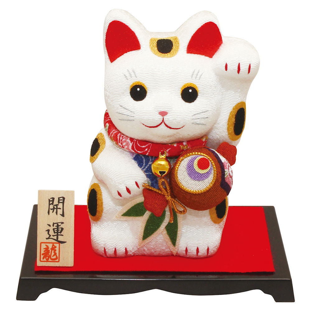 お福さん招き猫 楽天市場】福呼び招き猫 小判 台・敷物付 手作細工 : 季節の和