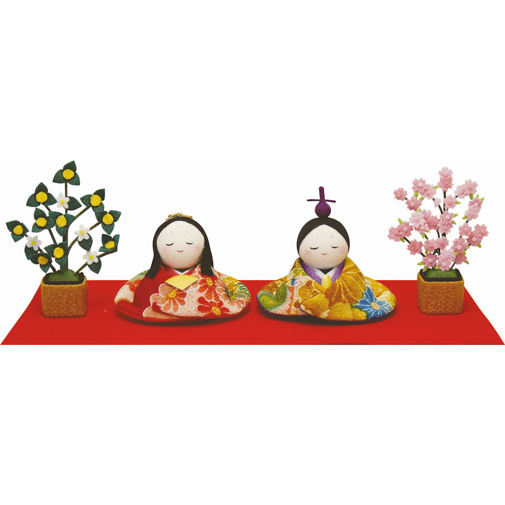 楽天市場】雛人形 雛飾り ぽてりひな2人 桜 はんなり 屏風・敷物付