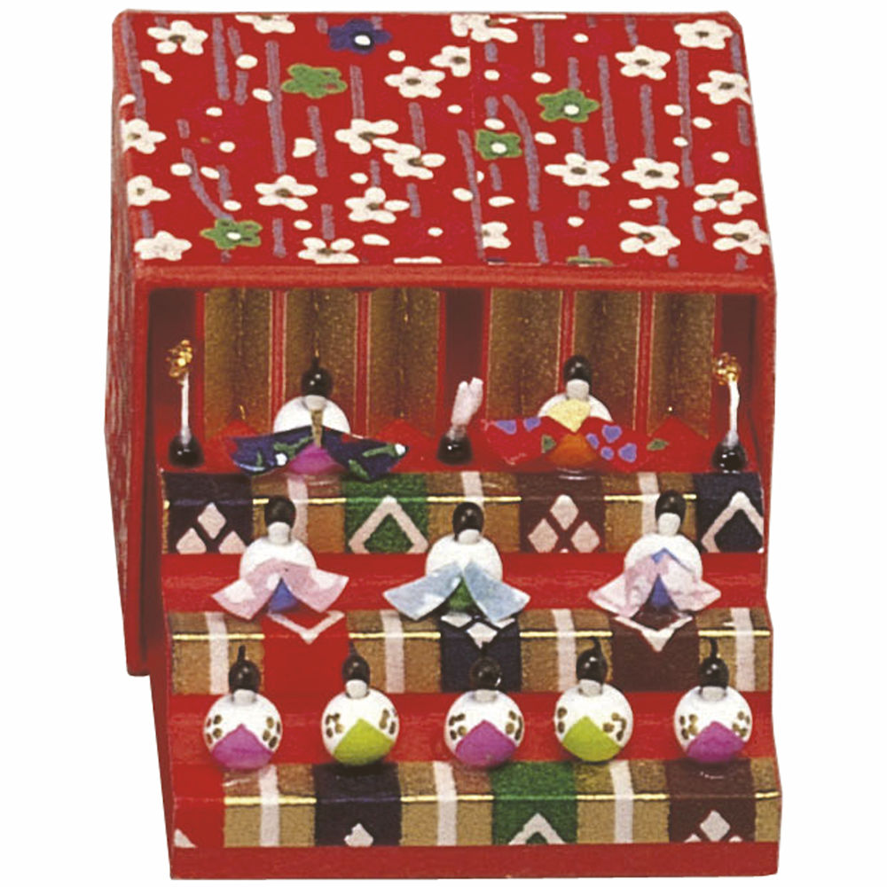楽天市場】雛人形 雛飾り ミニ箱段雛三段 上 超ミニチュア 手作り和紙