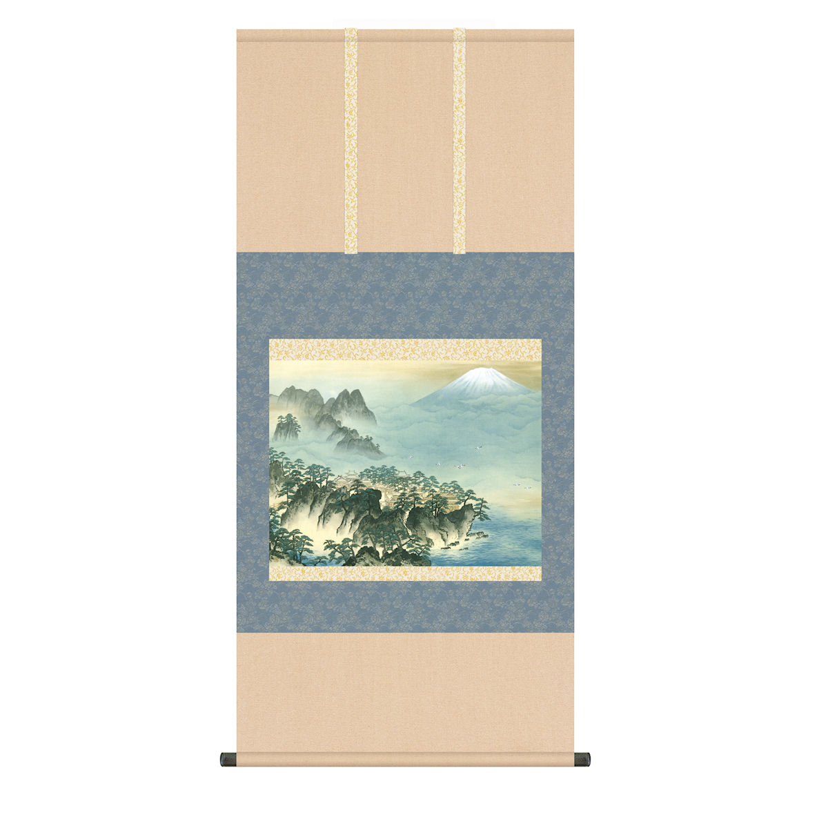 掛軸 日本画 床の間 送料無料 掛け軸 日本の巨匠 名画複製画 横山大観 蓬莱山(ほうらいさん) 高精彩功芸画 手彩入り