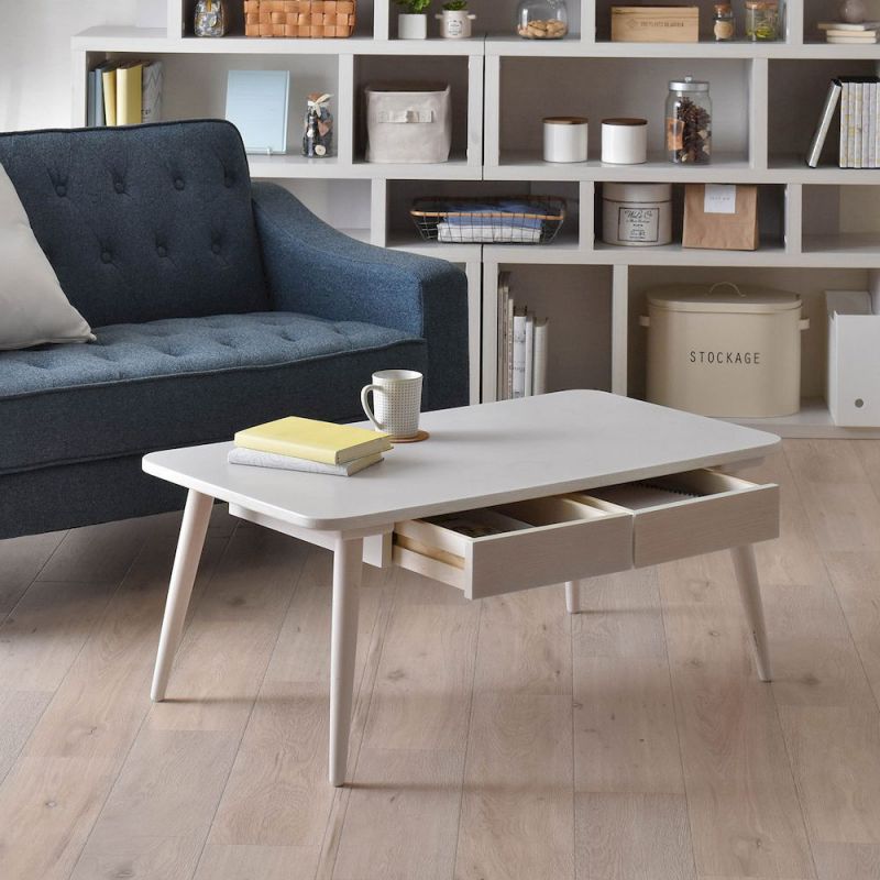 楽天市場 センターテーブル 大きい 木製 北欧 リビングテーブル 90 引き出し コンパクト おしゃれ インテリア ヴィンテージ 安い ローテーブル 一人暮らし 収納付き Quoli