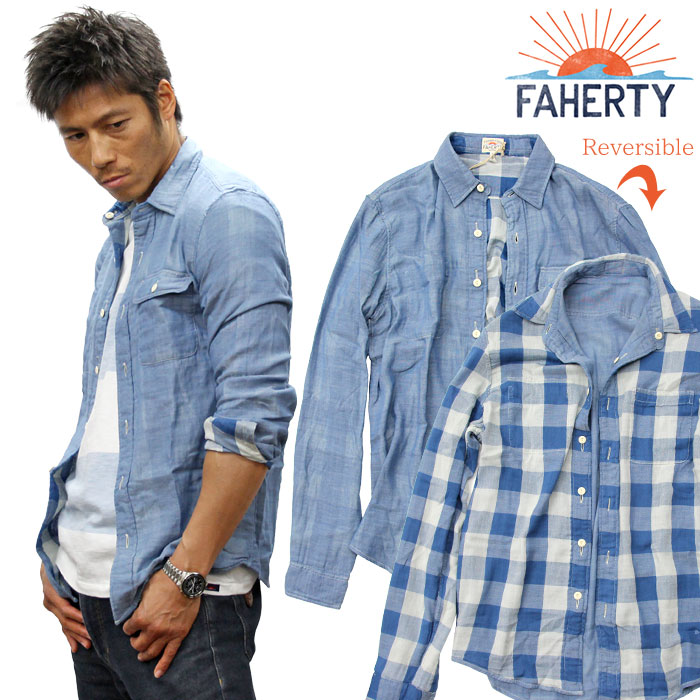 FAHERTY BRAND ファリティブランド リバーシブル 長袖シャツ バッファローチェック オーガニックコットン wm3521