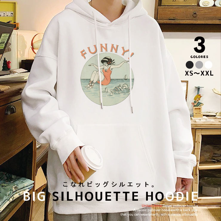 パーカー レディース メンズ おしゃれ 大きめ 冬 韓国 フード パーカ スウェット プルオーバー トレーナー ゆったり ペア カップル おそろ レトロ おもしろtシャツ Funny 90年代 大人かわいい 良質