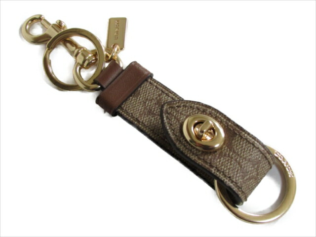 コーチ キーホルダー キーチェーン チャーム ターンロック キーホブ COACH Leather Turnlock Valet Key Fob  F49314 GDKHA 超美品の